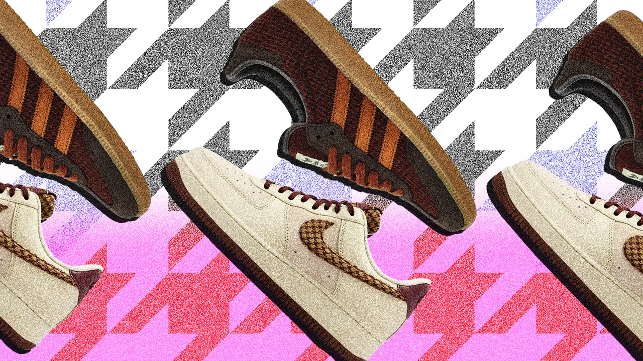 Sneaker mit Hahnentritt-Muster