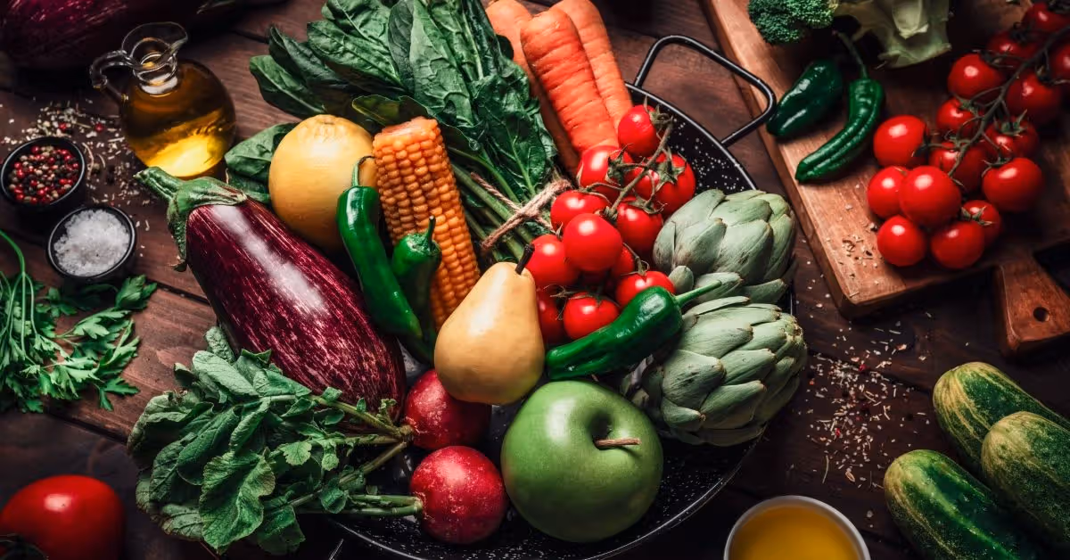 Frische Lebensmittel für eine mediterrane Ernährung