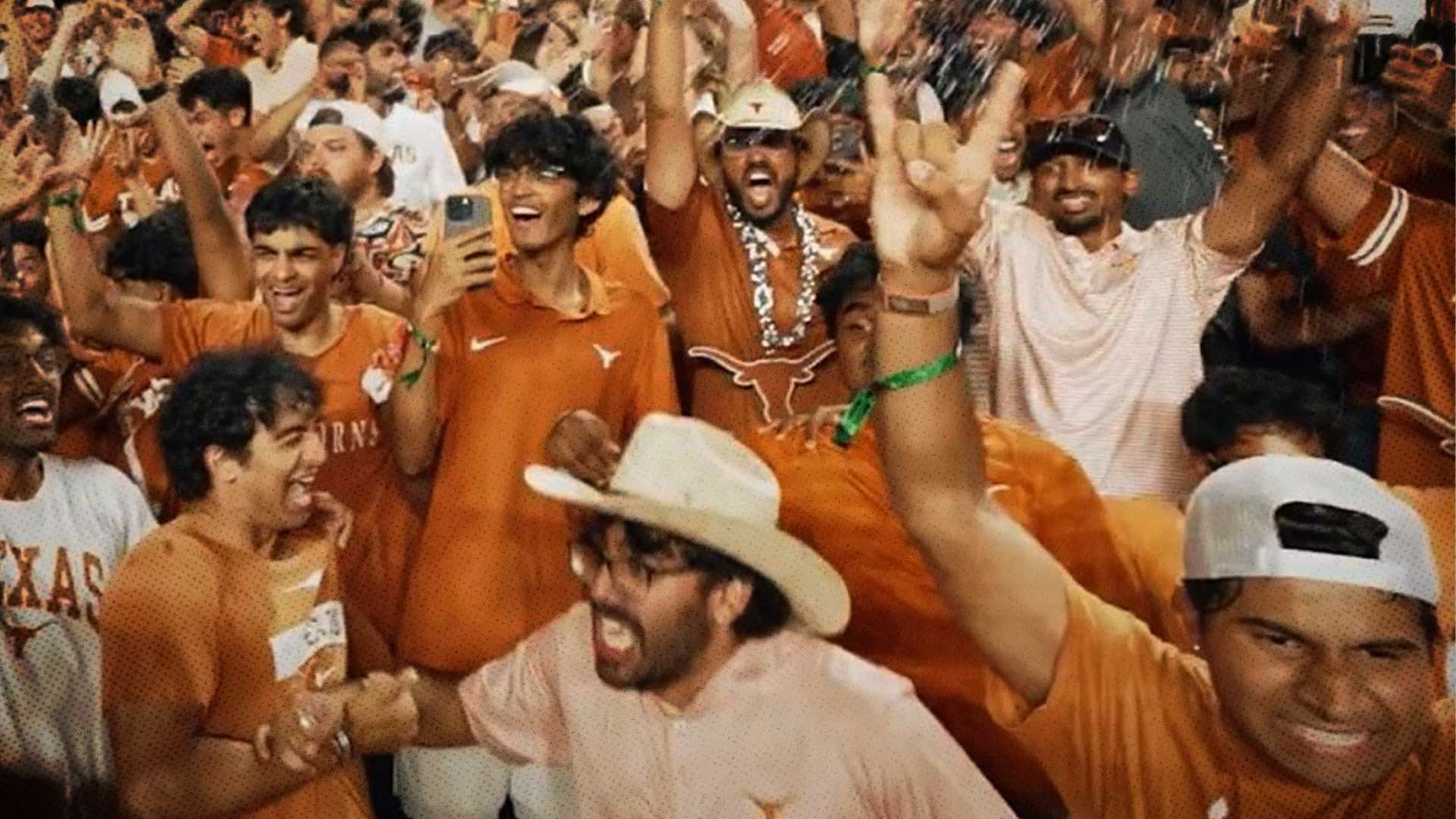 Studenten der University of Texas feiern einen Sieg